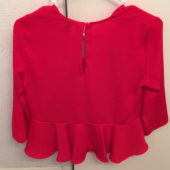 MING Collection Red Top with Waist Ruffle - Picture 4 of 4